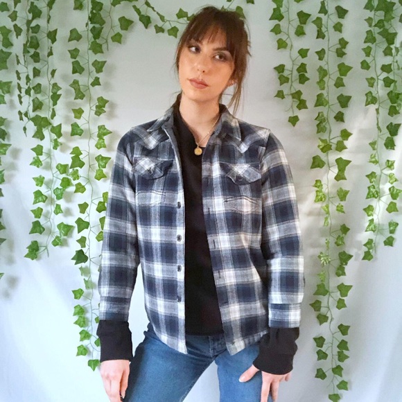 Sherpa lined blue flannel jacket - Picture 4 of 4